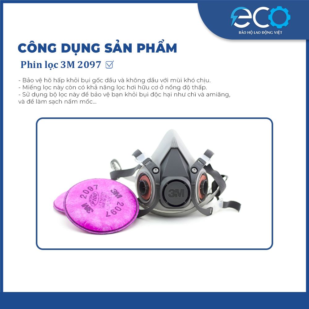 Phin lọc 3M 2097 chống độc, chuyên phòng dịch, chống giọt bắn, lọc bụi mịn pm2.5, khói hàn, 3M chính hãng