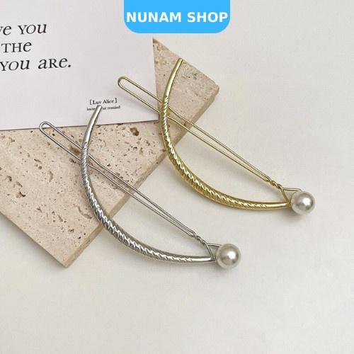 Kẹp tóc hình bán nguyệt phối ngọc nữ tính sang chảnh Nunam shop