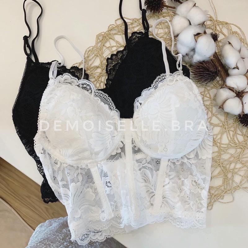 LACE CROPTOP - áo chân ren dài cup giả gọng