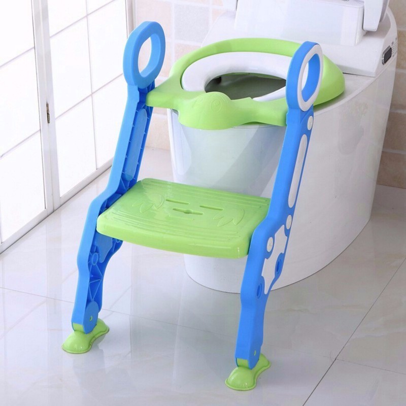 Ghế ngồi bồn cầu có thang vịn an toàn cho bé - màu giao ngẫu nhiên