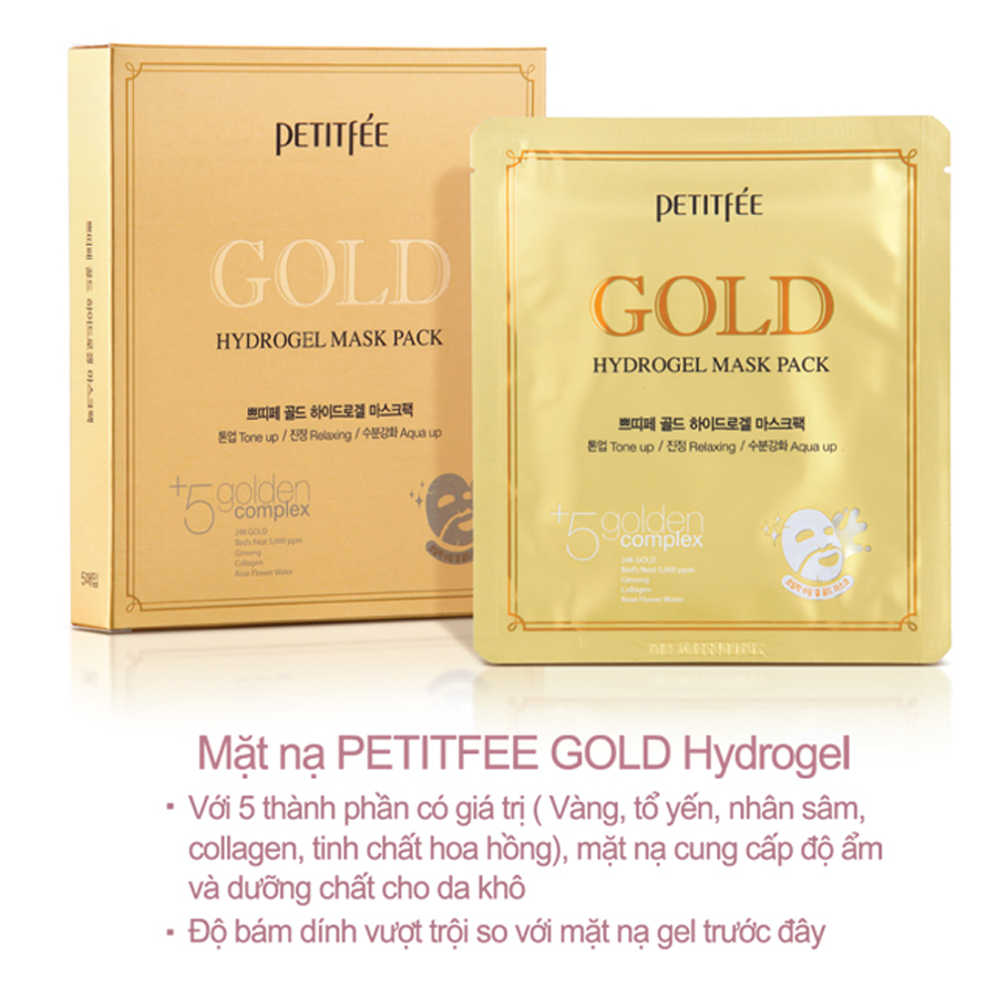 Mặt nạ dưỡng da mặt cao cấp vàng 24K - PETITFEE Gold Hydrogel