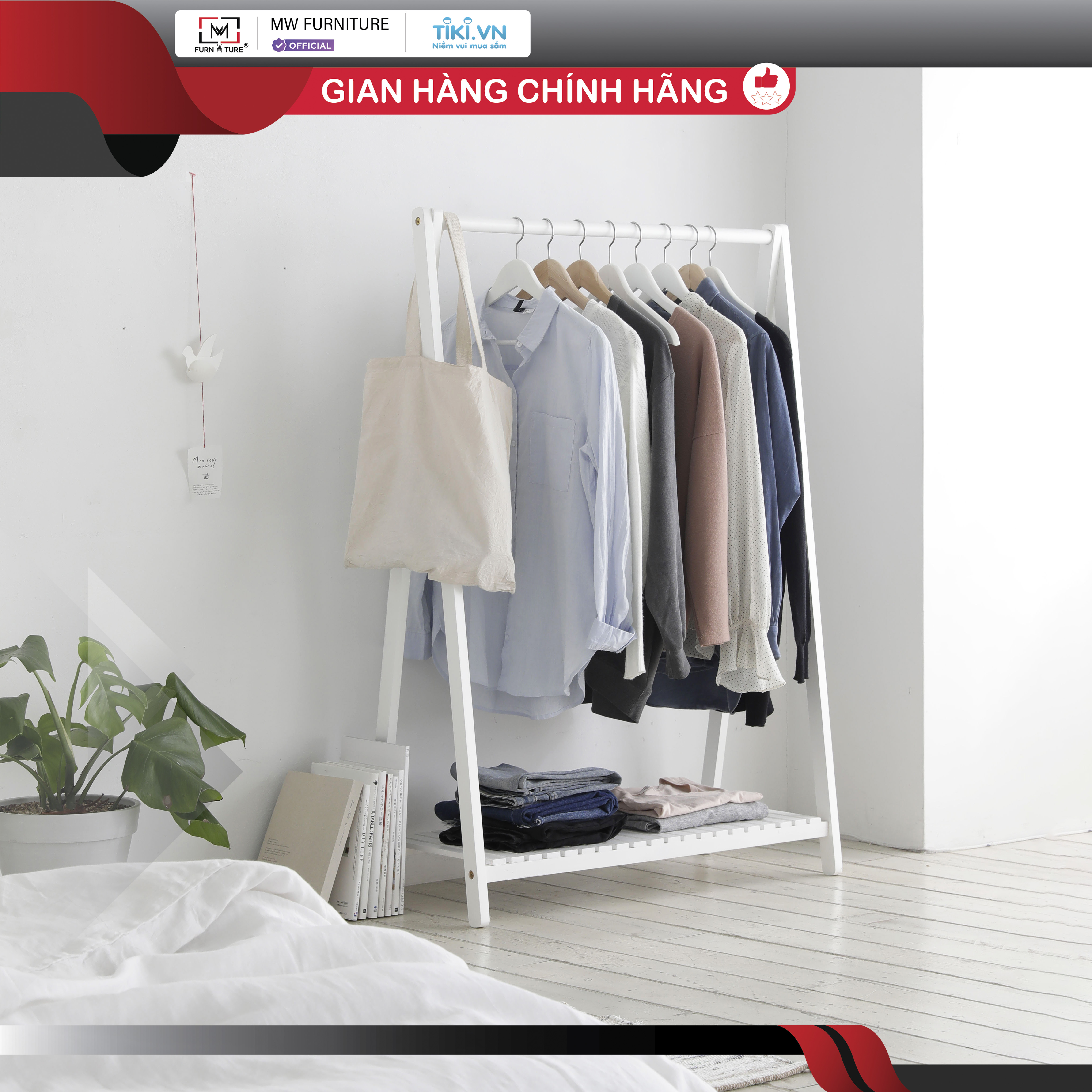 GIÁ TREO QUẦN ÁO CHỮ A GỖ ĐA NĂNG 1 TẦNG SIZE 1M - AHAN 1F 1M 