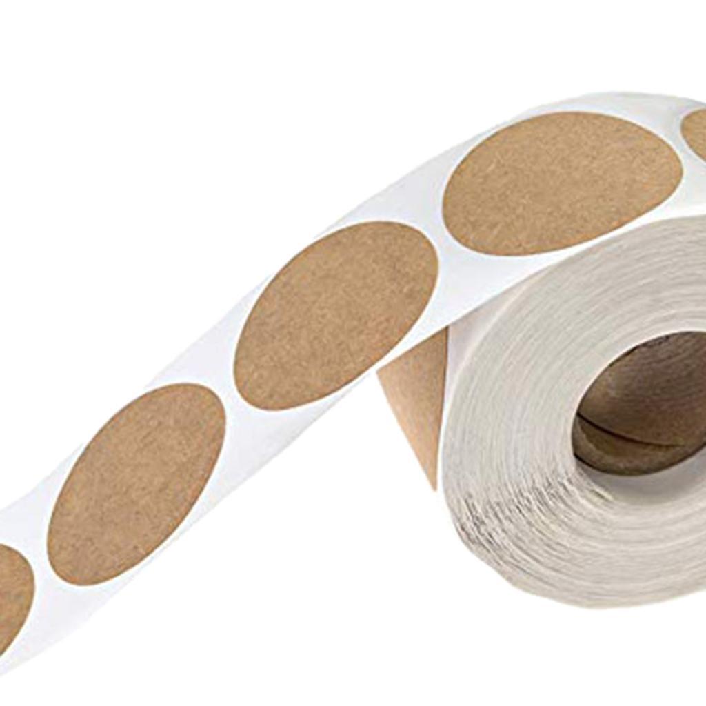 500pcs/Roll Kraft Paper Round Blank Stickers Adhesive Craft Label Brown 25mm