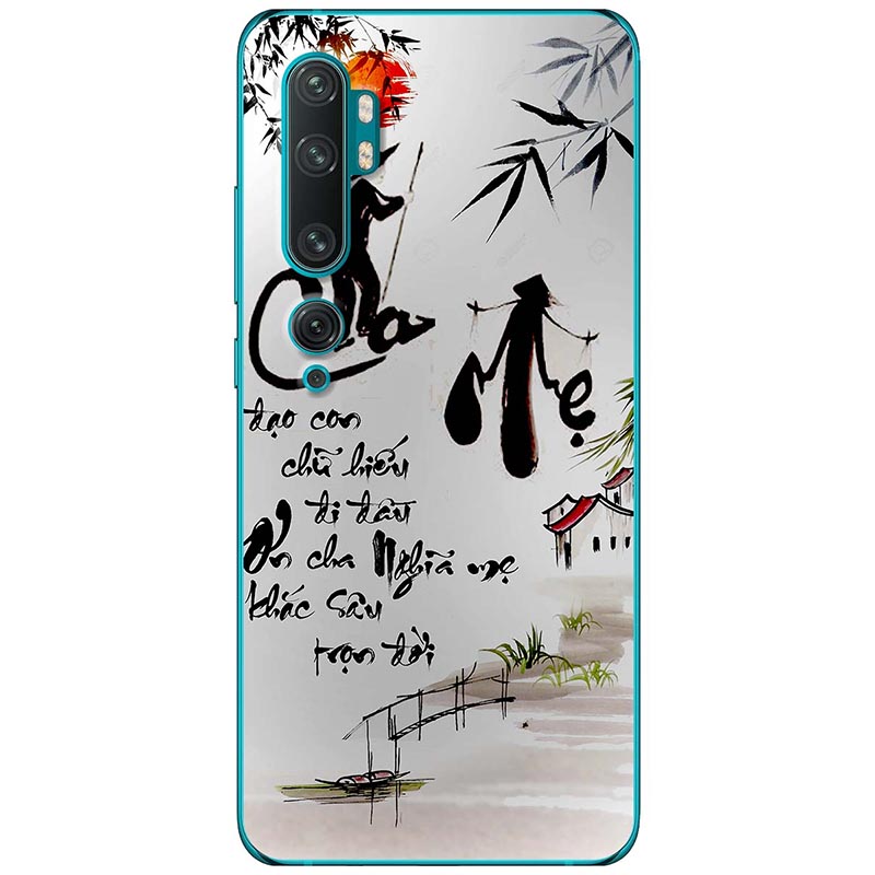 Ốp lưng dành cho Xiaomi Mi Note 10 Pro mẫu Thư pháp cha mẹ
