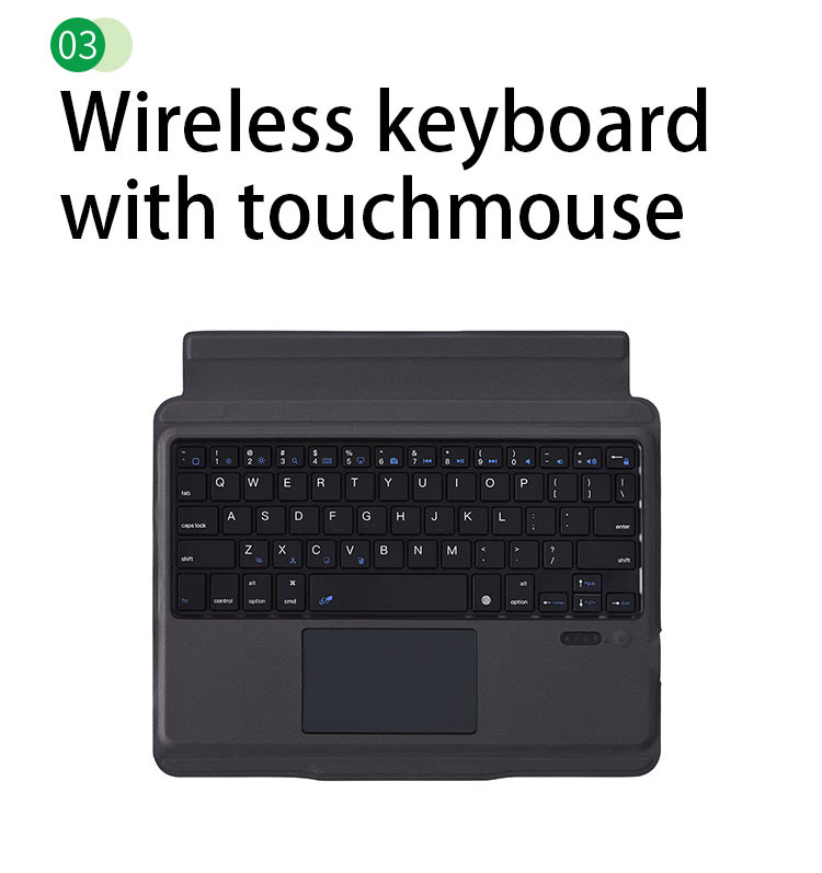 Bàn phím Bluetooth cho iPad 10.2 kèm bao da có thể tách rời, có touchpad Aturos T1095