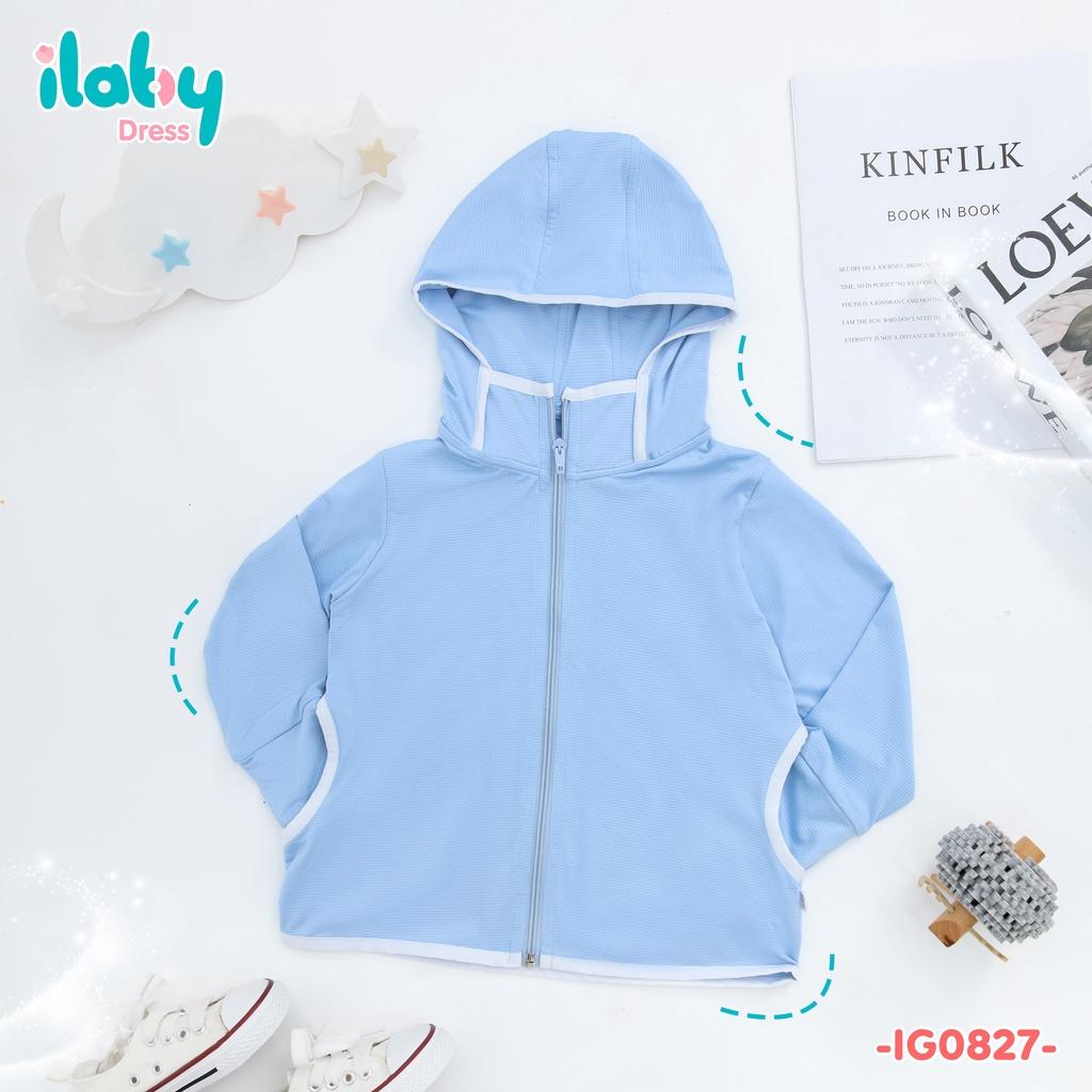 Áo cho bé gái ILABY chống nắng bo gấu chất liệu cotton thoáng mát