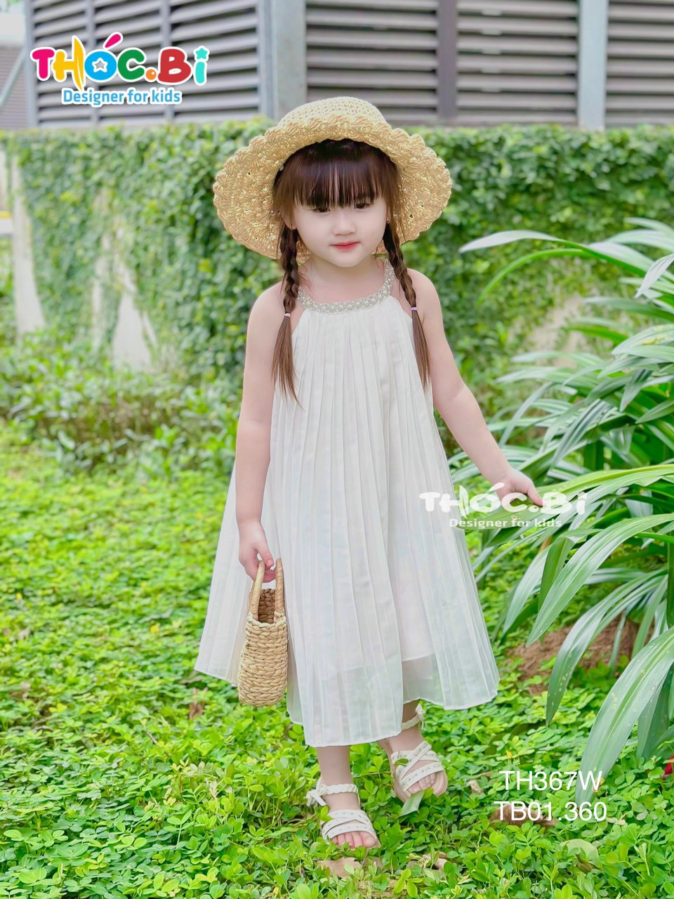 Váy 2 dây cho bé gái 2-11 tuổi cổ cách điệu đính hạt hàng thiết kế vải tơ nhẹ thoáng mát đáng yêu