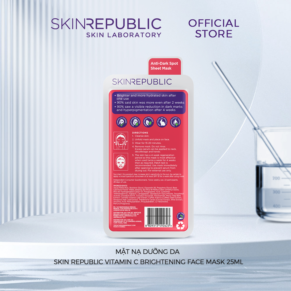 Combo 10 Mặt nạ dưỡng da Skin Republic Vitamin C Brightening Face Mask 25ml