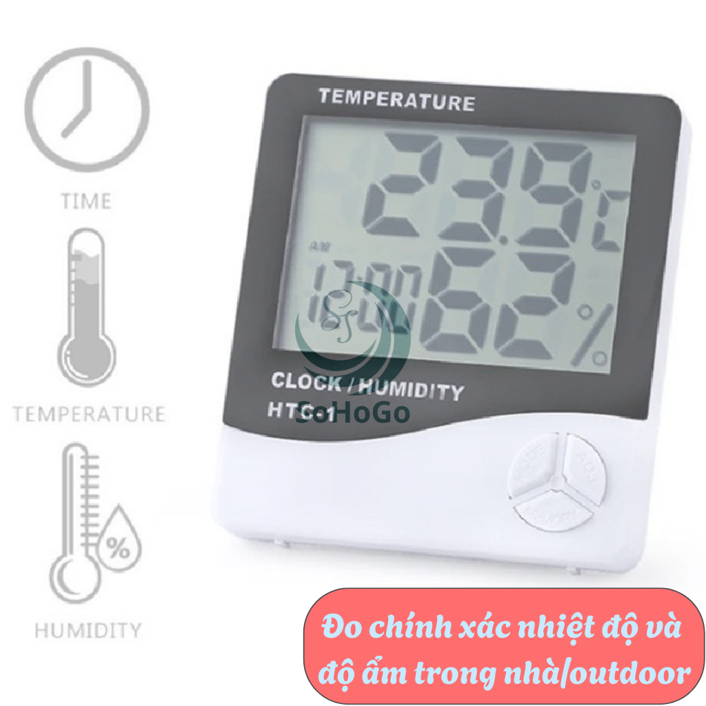 Nhiệt Ẩm Kế Điện Tử Đa Năng -Đồng Hồ Đo Nhiệt Độ &amp; Độ Ẩm Kỹ Thuật Số -Máy Đo Nhiệt Độ – Độ Ẩm Trong Nhà -Đồng Hồ Điện Tử Đo Nhiệt Ẩm &amp; Hiển Thị Thời Gian -Nhiệt Ẩm Kế Mini Treo Tường/Để Bàn