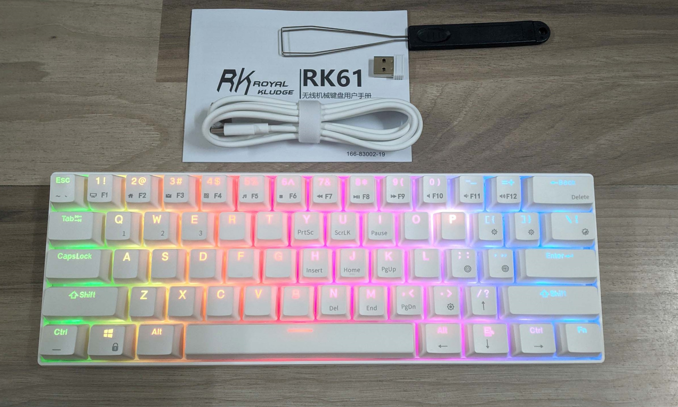 Bàn Phím Cơ Không Dây RK61 RGB - Chính Hãng Royal Kludge. 61 phím, Led RGB rực rỡ, pin bền, thiết kế đẹp, nhỏ gọn, dễ sử dụng, dễ dàng mang theo. Đủ màu sắc và Switch.