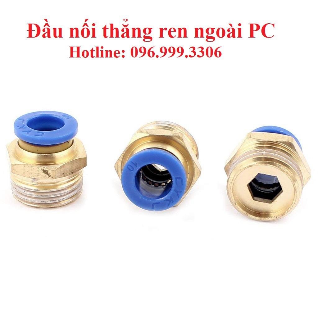 Đầu nối thẳng ren ngoài PC ống 10 đủ các loại ren PC10-01 PC10-02 PC10-03 PC10-04 khí nén phun sương