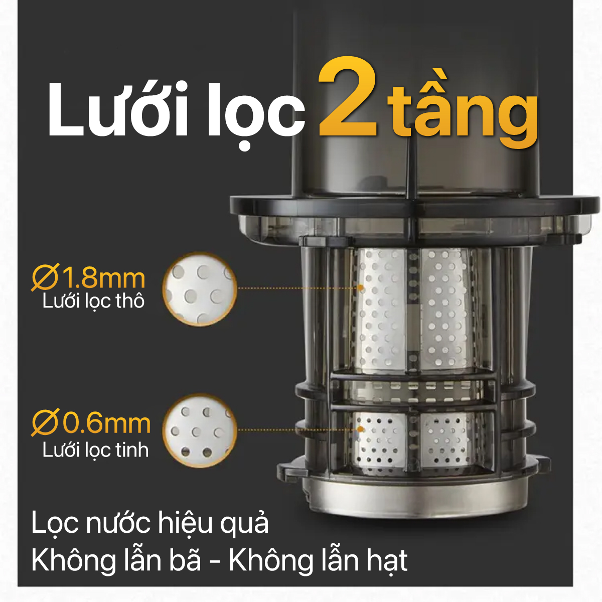 Máy Ép Chậm 2GOOD H2 (200W) - Miệng Phễu To, Sử Dụng Dễ Dàng, Ép Kiệt Nước - Hàng Chính Hãng 