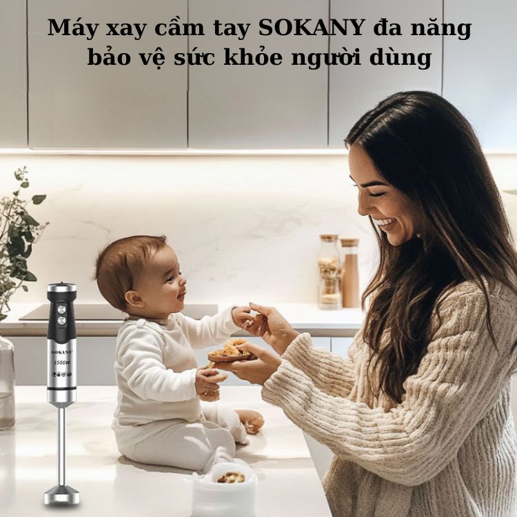 Máy xay cầm tay đa năng SOKANY SK-02020  công suất 1500W, lưỡi dao sắc bén xay nhuyễn mọi loại thực phẩm nhanh chóng và tiện lợi - HÀNG CHÍNH HÃNG - DELIYA