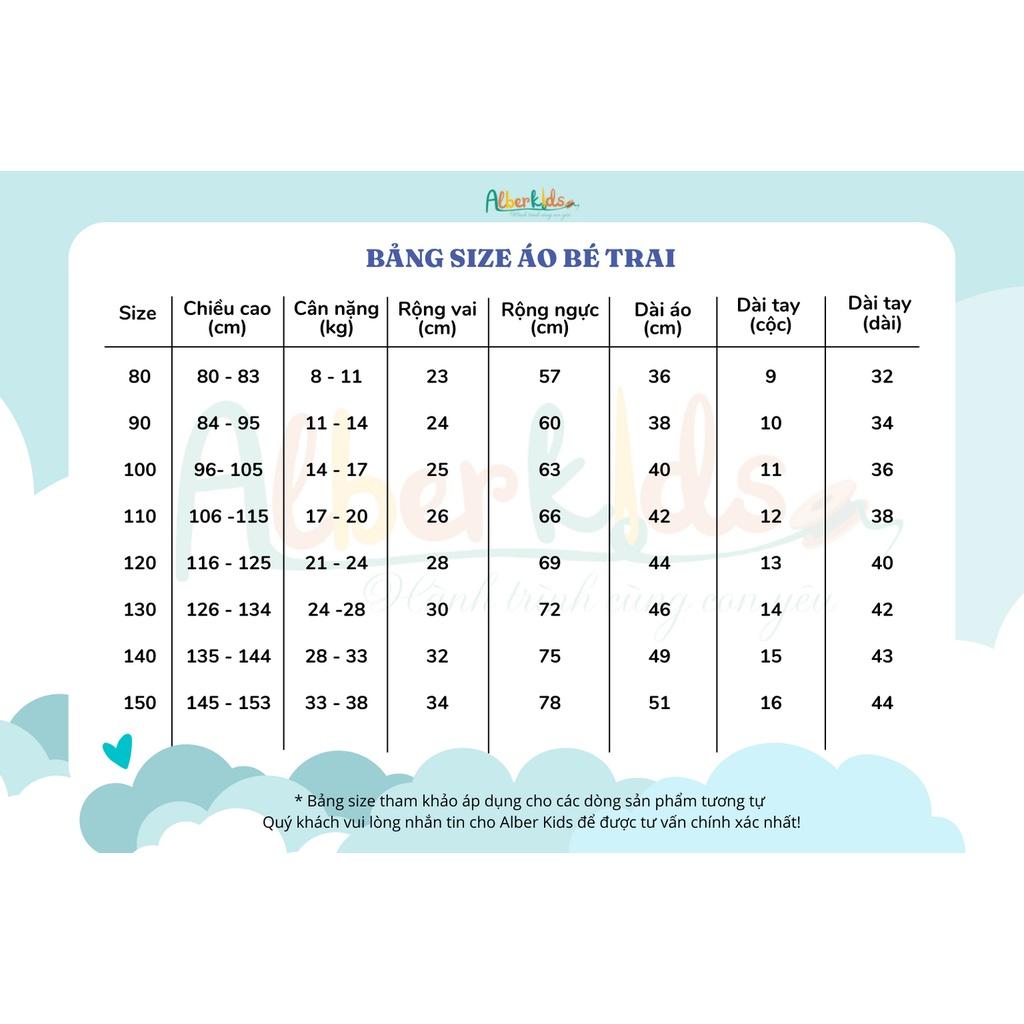 Bộ nỉ len dài tay ALBERKIDS nâu phối trắng cho trẻ em 2,3,4,5,6,7,8,9,10,11,12 tuổi