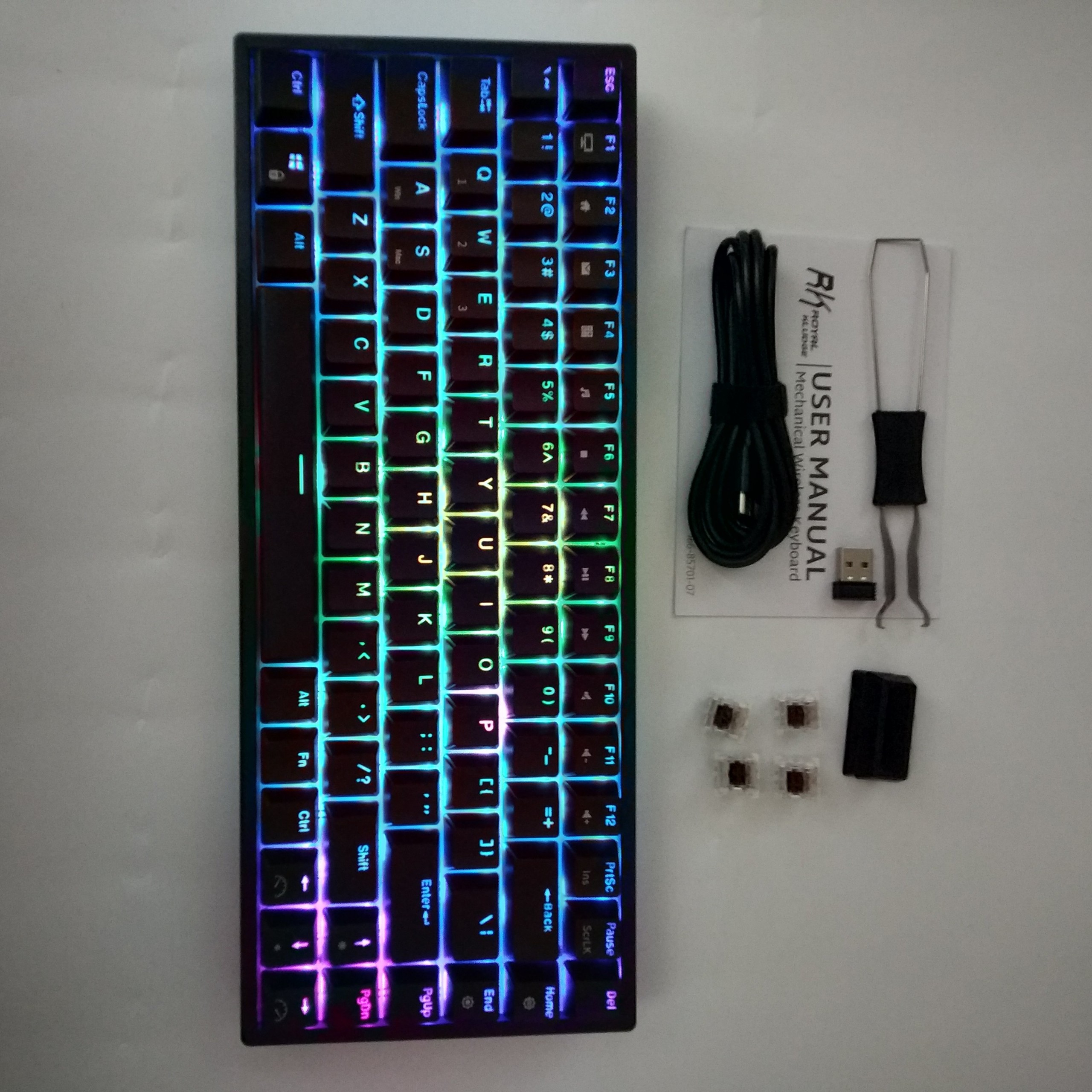 Bàn phím cơ không dây RK84 RGB HOTSWAP. Hàng Chính Hãng Royal Kludge. 2 Cổng USB. Ba Chế Độ Bluetooth 5.0/ Wifi 2.4 GHz– Kèm Receiver/ Có Dây, Nhỏ Gọn