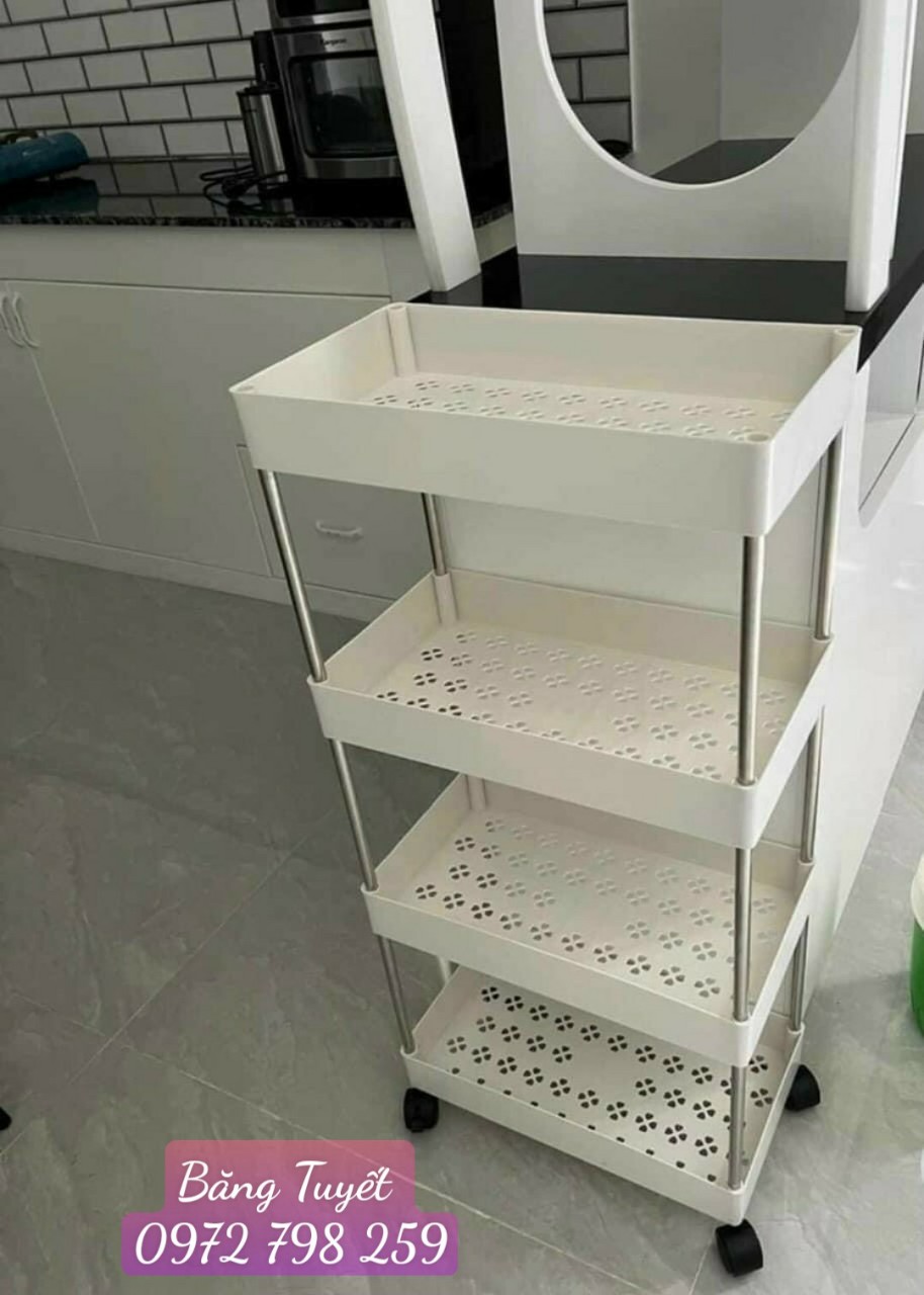 KỆ 4 TẦNG CÓ BÁNH XE HÀNG LOẠI ĐẸP, KỆ ĐA NĂNG CHẤT LƯỢNG