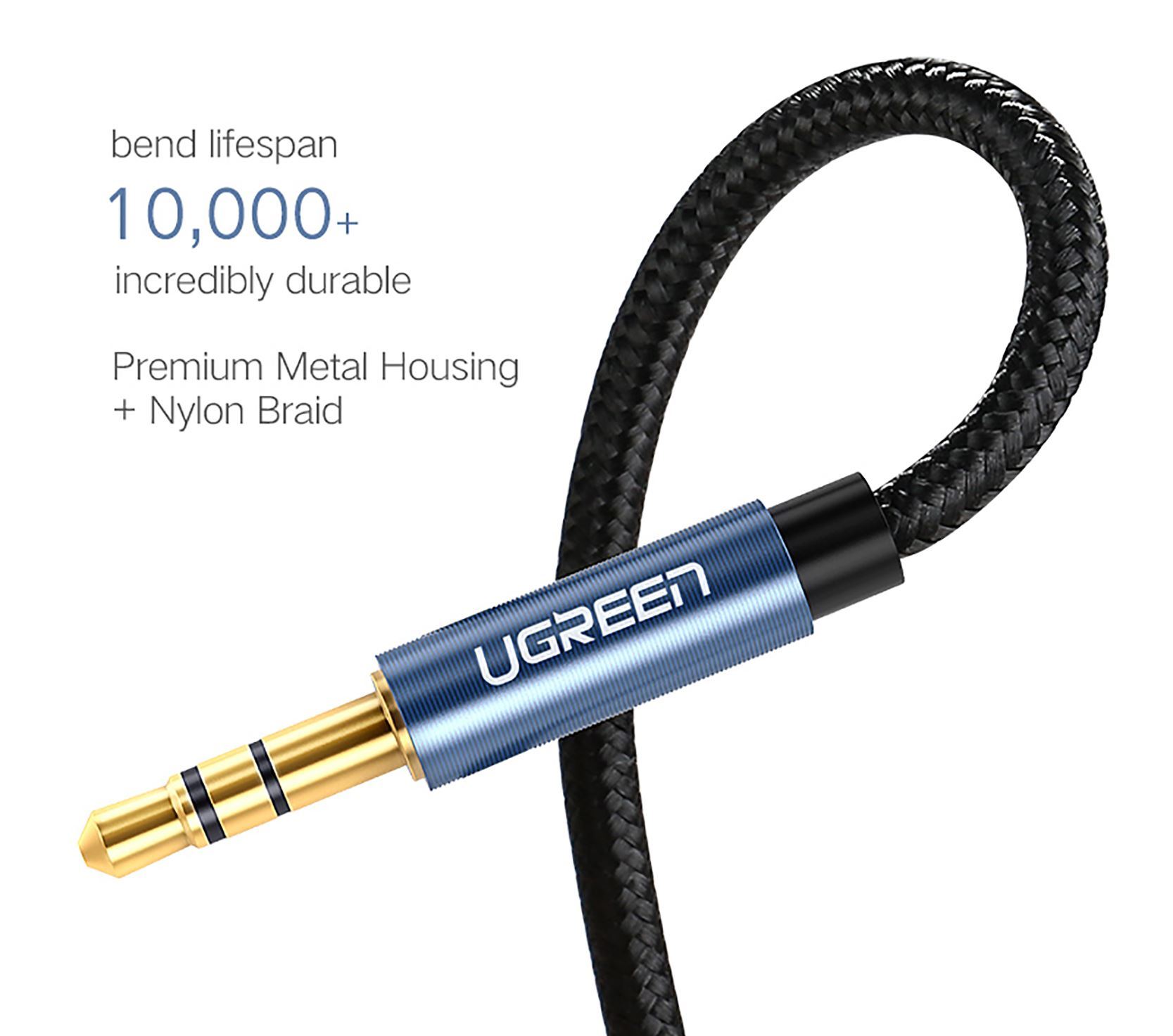 Cáp Audio 3.5mm 0.5M Sợi Bện Lưới Cao Cấp UGREEN 10684