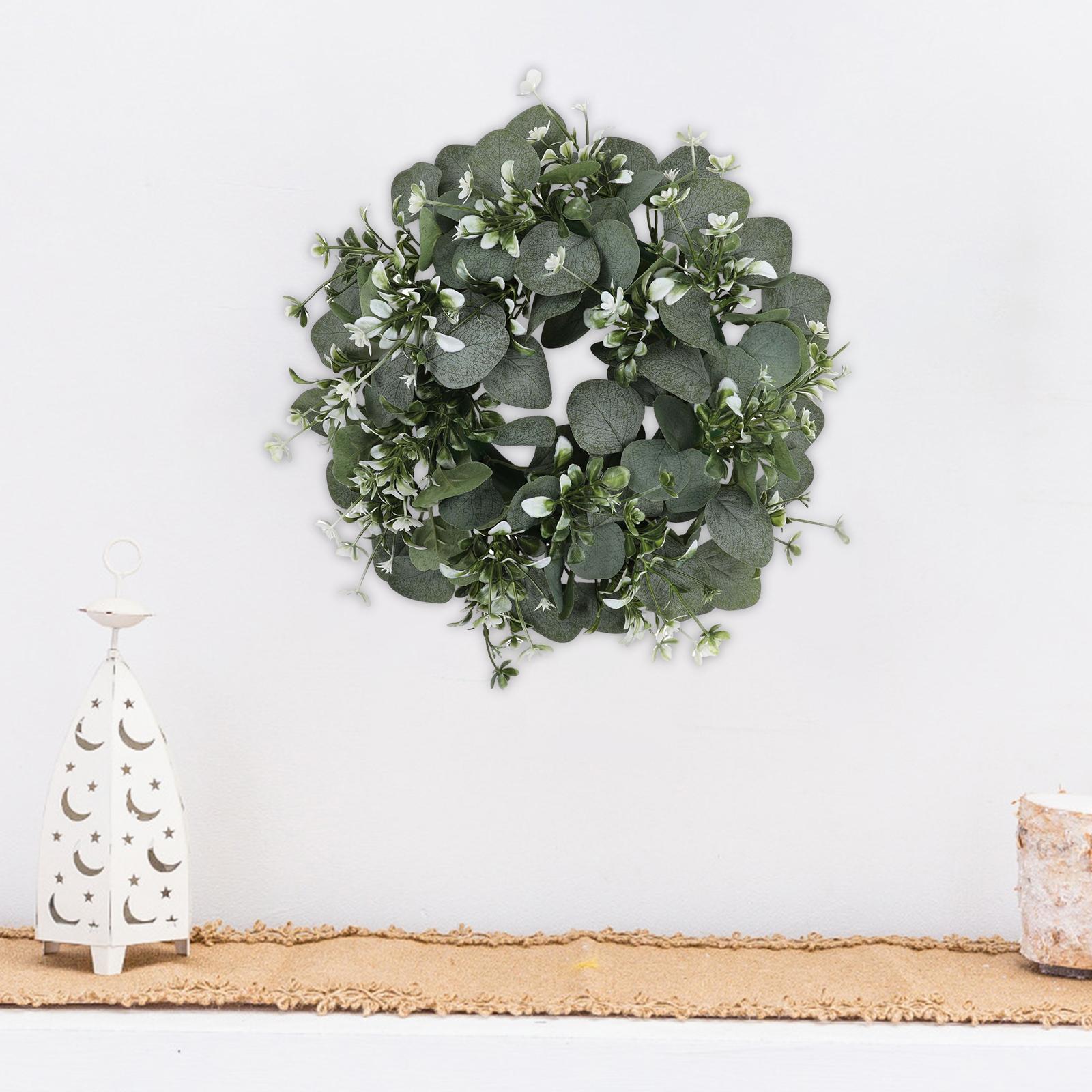 Artificial Wreath Large Green Leaf Wreath Garland Decoration Durable Front Door Eucalyptus Wreath for Garden Patio