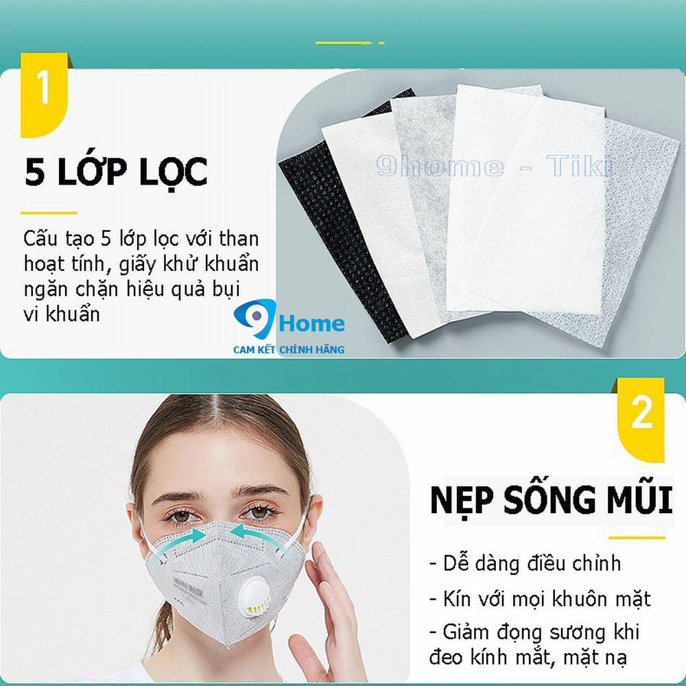 Khẩu trang y tế N95 than hoạt tính Pro Mask [ Hộp 20 cái ] màu ghi 5 lớp kháng khuẩn, chống bụi siêu mịn PM2.5, đạt chứng chỉ ISO13485, CE, FDA.