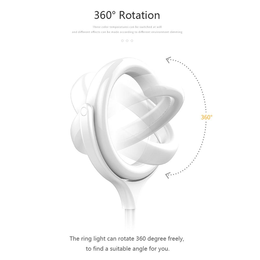 Bộ đèn LED vòng tròn 8 inch để bàn Bộ 3000K-6500K Độ sáng có thể điều chỉnh để chụp ảnh tự sướng Trực tiếp - Màu trắng