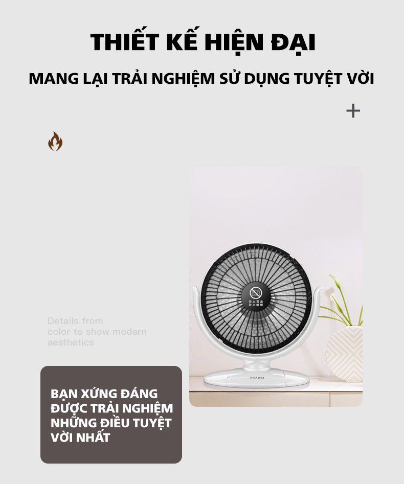 Máy sưởi mini để bàn HuaBei HBH-6A tiện lợi giữ ấm phòng ngủ