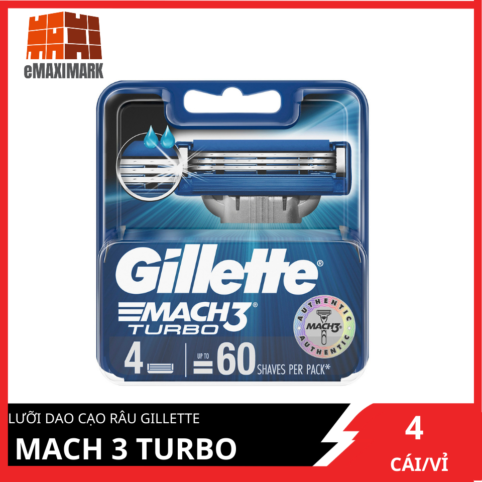 Lưỡi Dao Cạo Gillette Mach 3 Turbo (Hộp 4 Lưỡi)