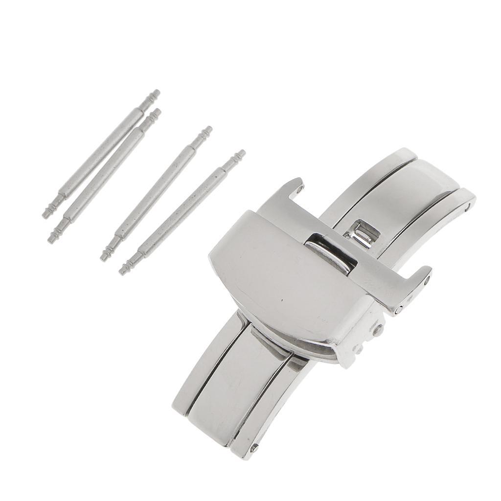 Stainless Steel Butterfly Clasp Watch Buckle Push Belt Strap Clasp