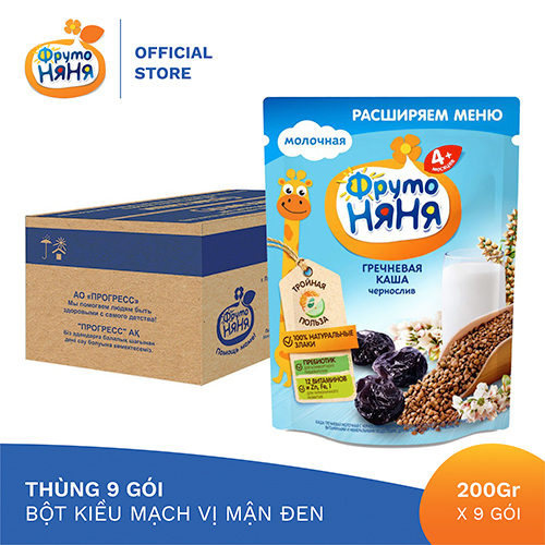 Thùng 9 Gói Bột kiều mạch vị mận đen Fruto Nyanya 200g