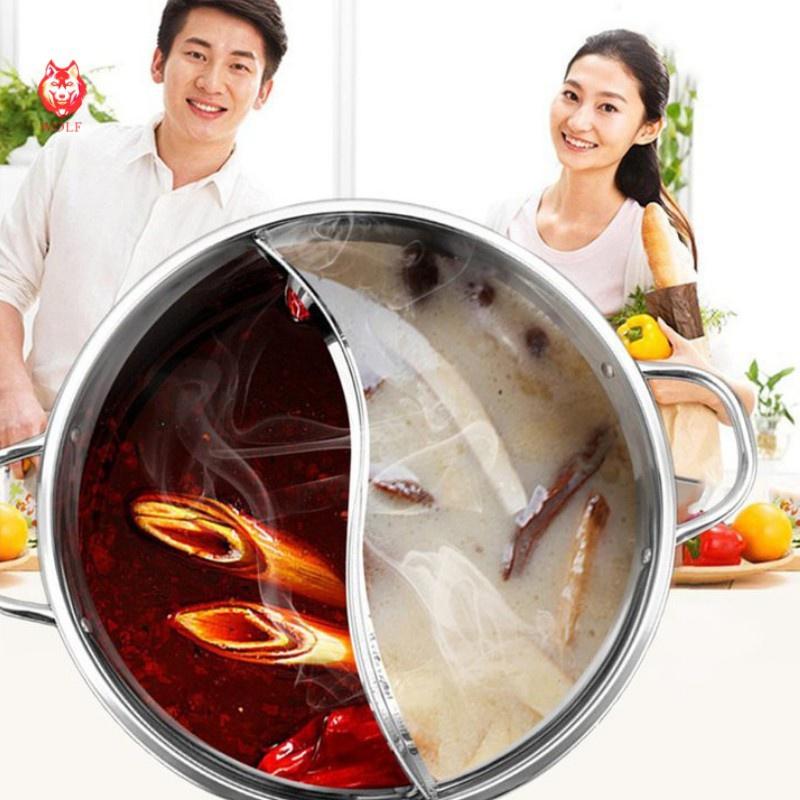 Nồi Lẩu Hai Ngăn Inox Nấu Được Bếp Từ Có Nắp Kính