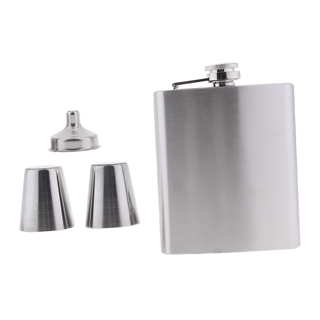 Hip Flask Stainless Steel Pocket Whiskey Engrave Funnel Drink Cup Spirit Set