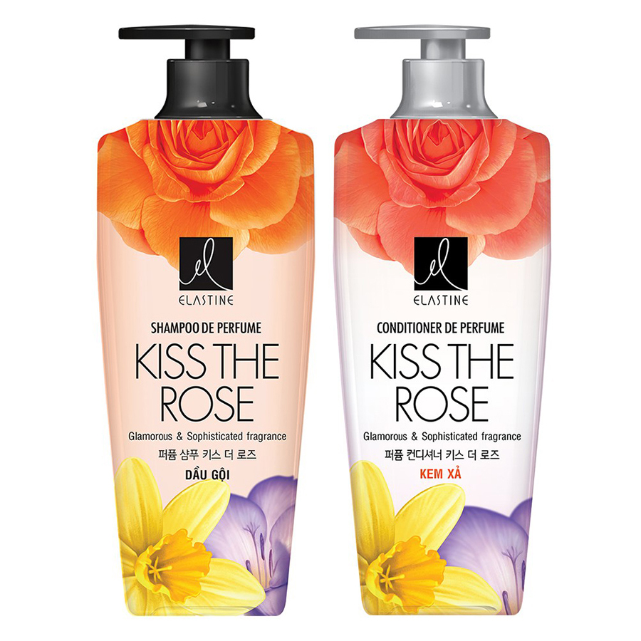 Combo Gội Xả Nước Hoa Elastine De Perfume Kiss The Rose (600ml)