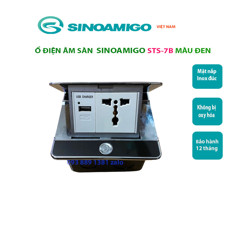 Ổ cắm điện âm sàn Sinoamigo SPU-7S/B nhập khẩu chính hãng