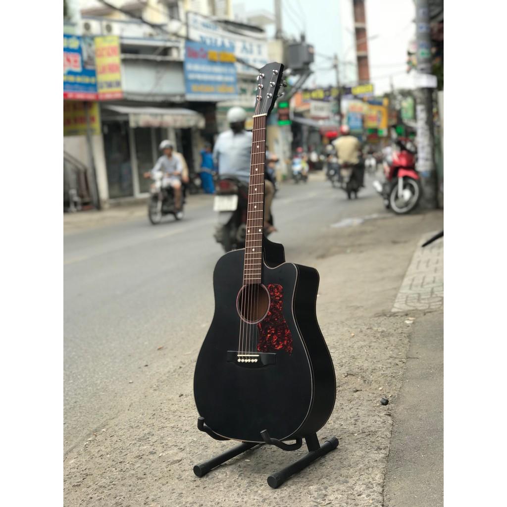 Đàn Guitar Acoustic đen nhám gỗ nguyên tấm tặng FULL BOX