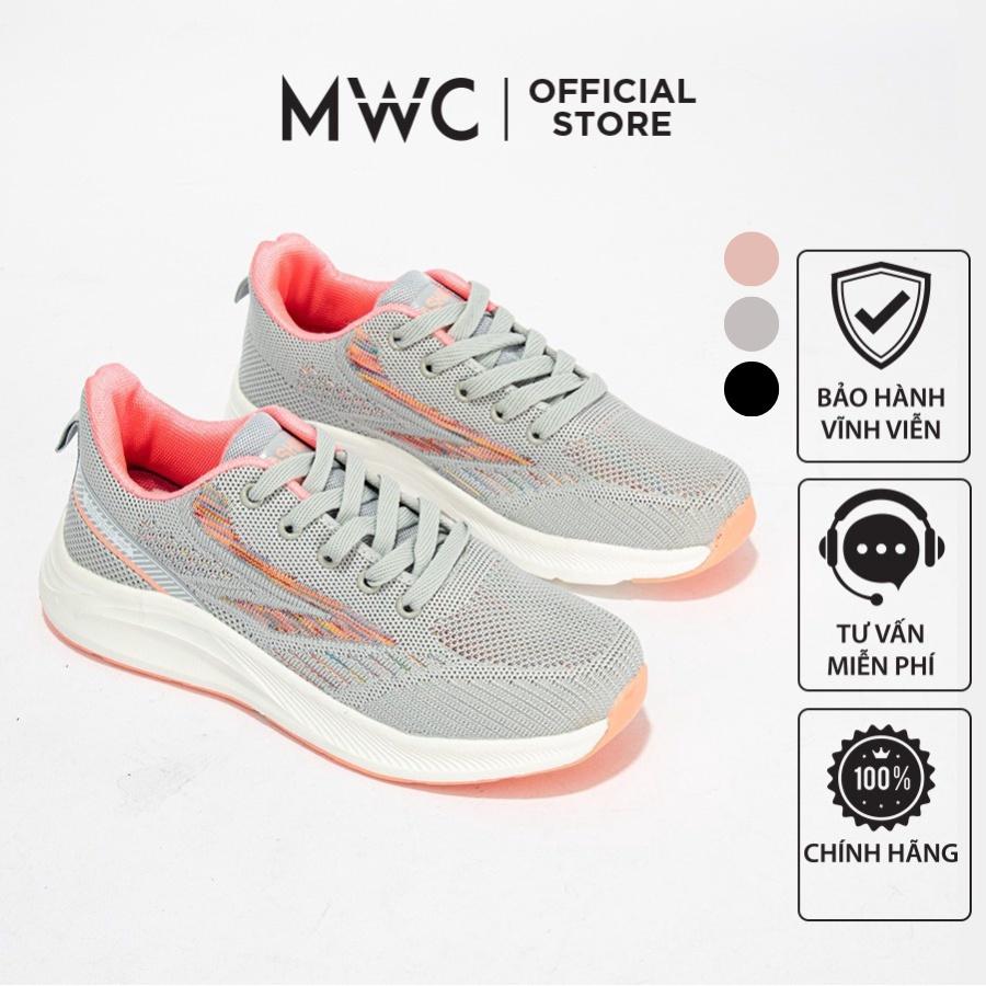 Giày MWC 0718 - Giày Thể Thao Nữ, Giày Sneaker Vải Dệt Màu Đen Hồng Xám