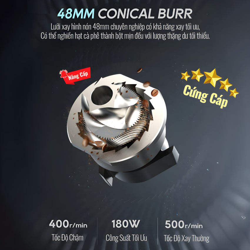 Máy xay cà phê Single Dose HiBREW G5 cao cấp 36 cấp xay vô cấp lưỡi cornical burr 48mm - Hàng Chính Hãng