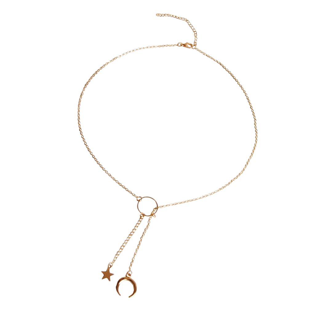 Moon Star Dangle Necklace Golden