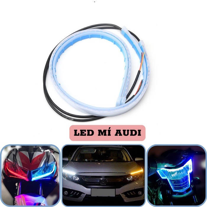 Bộ 2 dây led mí audi lắp xe máy ô tô hiệu ứng đẹp loại tốt chống nước hàng chất lượng cao