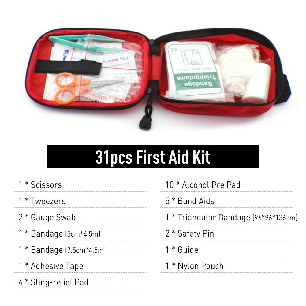 31pcs Outdoor First Aid Supplies Emergency Kit with Carry Bag for Camping Hiking Home Car Travel