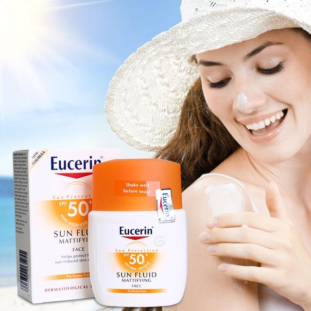 Eucerin Kem Chống Nắng Sun Fluid Mattifying Sensitive tặng Sửa Rửa Mặt Eucerin 200ml