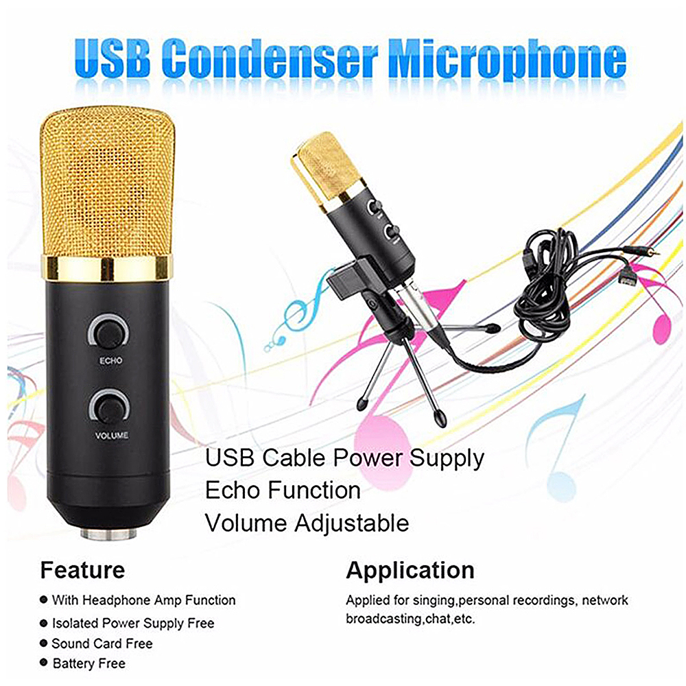 Micrô Ngưng Tụ USB Với Mic Thu Âm Cardioid Cho Máy Tính Xách Tay