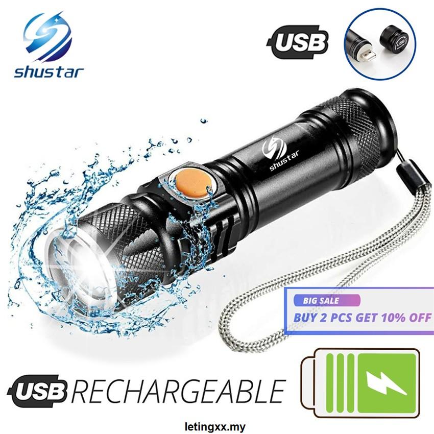 Đèn Pin Led 3 Chế Độ Sáng Chống Thấm Nước Sạc Usb Tiện Dụng