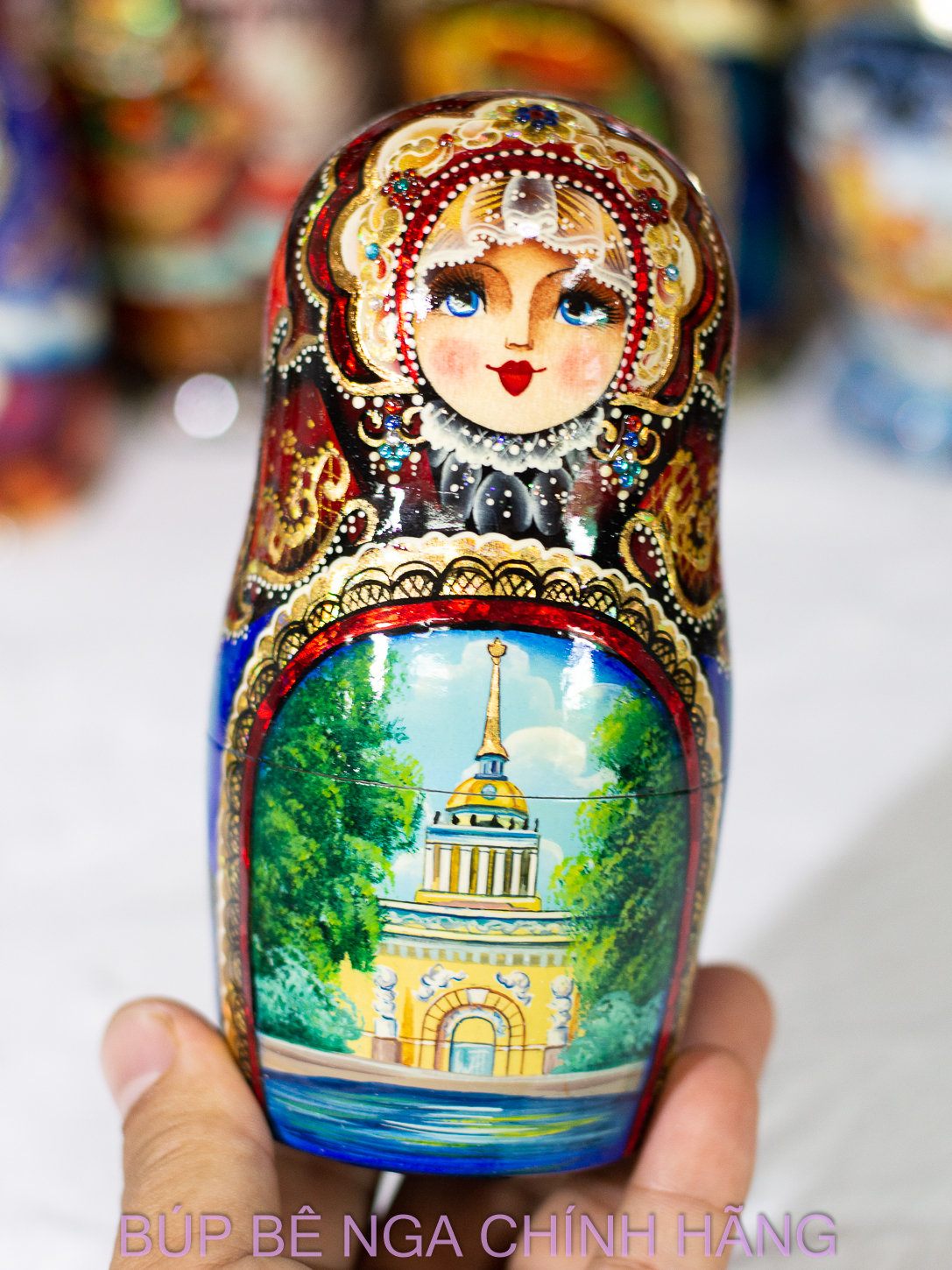 BỘ BÚP BÊ NGA CAO CẤP 10 LỚP 26CM HOA VĂN "PHONG CẢNH SAINT PETERSBURG" CỰC ĐẸP VÀ SANG TRỌNG, ĐỘC ĐÁO