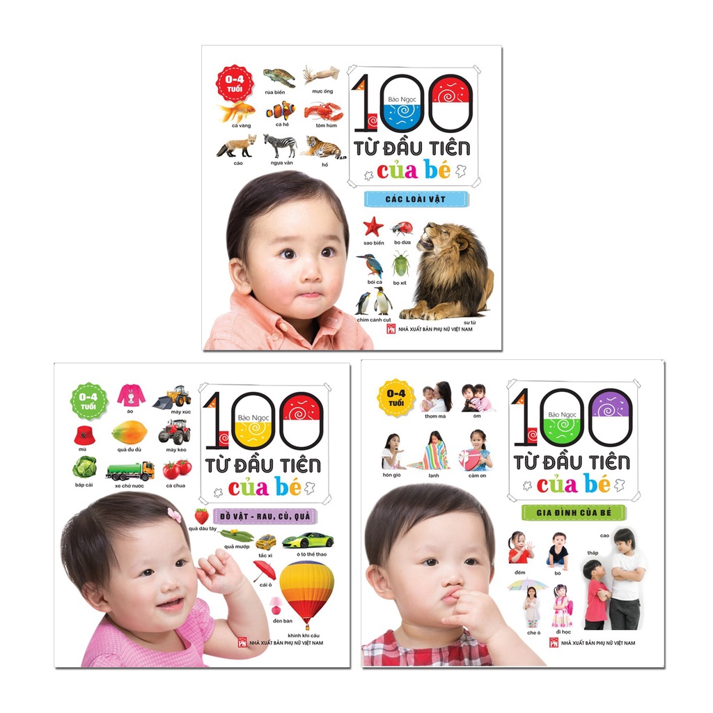 Sách - Combo 3 cuốn 100 từ đầu tiên của bé  - ndbooks