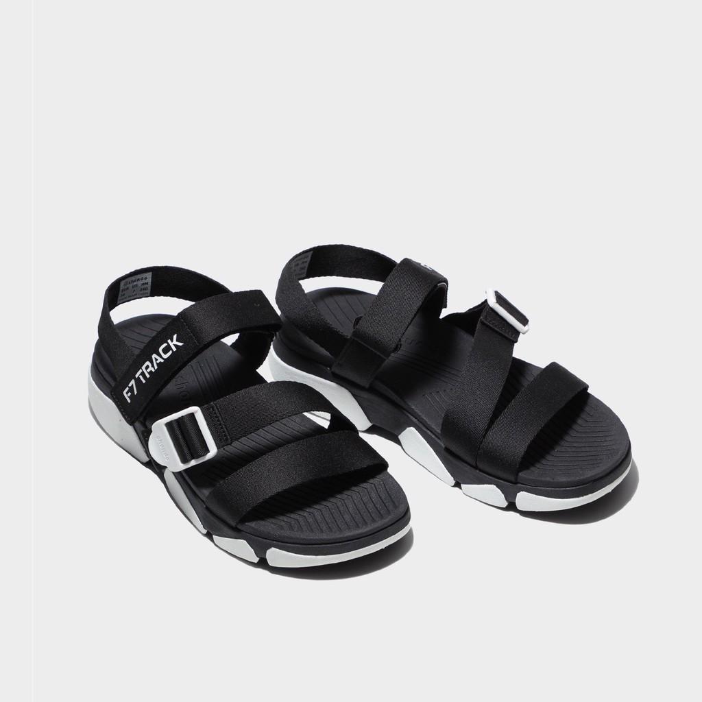 Giày sandal Shondo F7 Track nam nữ đi học đen đế trắng F7T0010