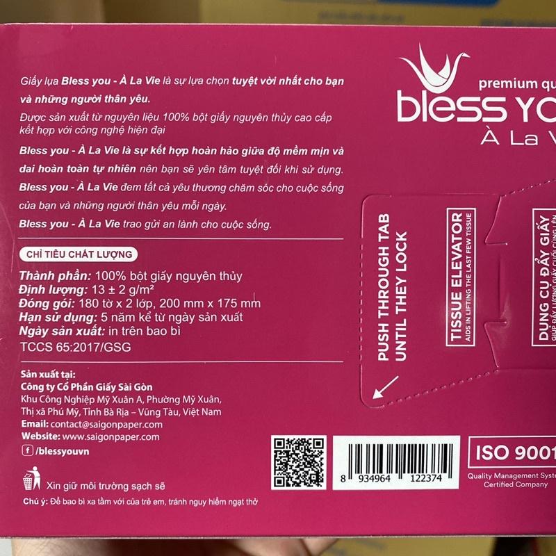 Khăn giấy hộp cao cấp Bless You À La Vie 180 tờ x2 lớp Facial tissue