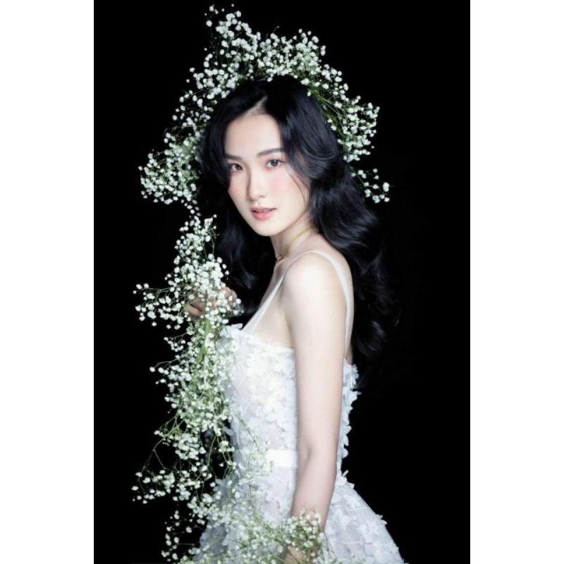 Đầm váy nữ trắng 2 dây ren 3D cao cấp TKN