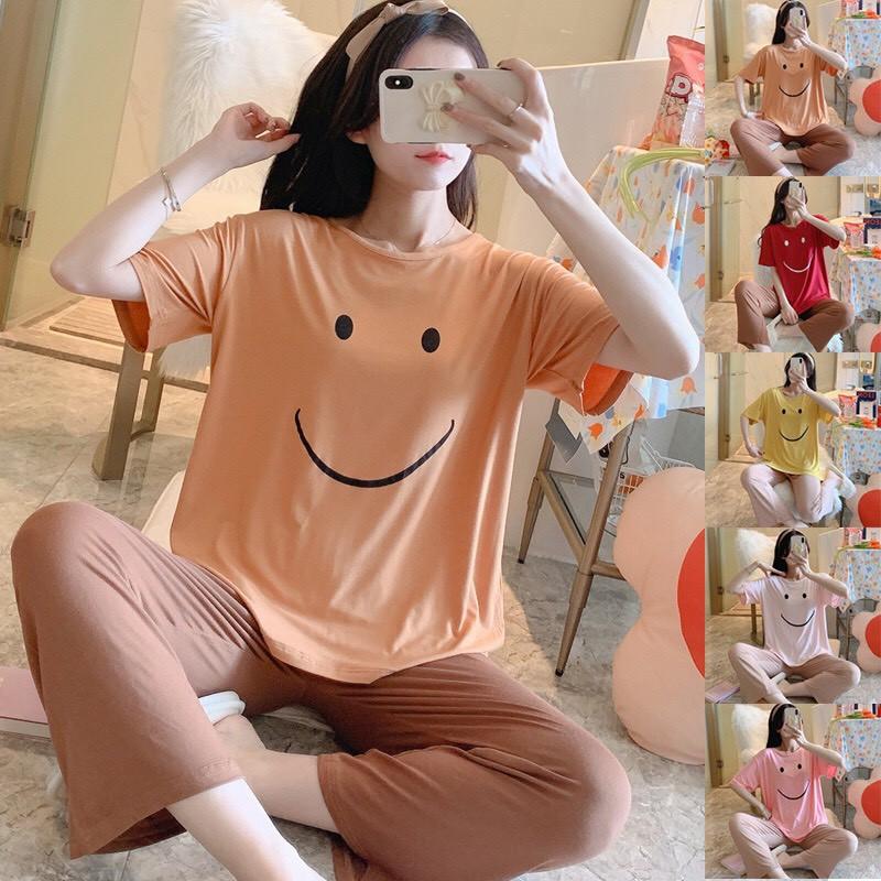 Bộ ngủ nữ mặc nhà quần dài áo cộc tay cute dễ thương chất cotton thấm hút mồ hôi cực kì tốt