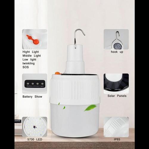 Đèn led tích điện T2K Shop năng lượng mặt trời 100w siêu sáng - 4 chế độ - Có điều khiển