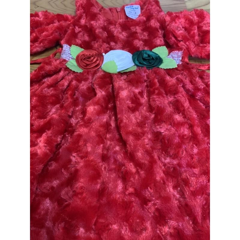 Đầm Bông Hồng tay rớt Noel cho bé .