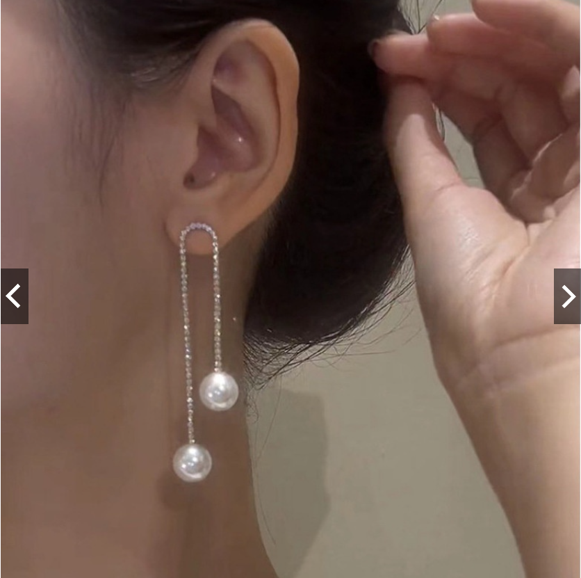 Khuyên Tai Dáng Dài Đính Hạt Ngọc Trai nhân tạo Thanh Lịch dành cho nữ.